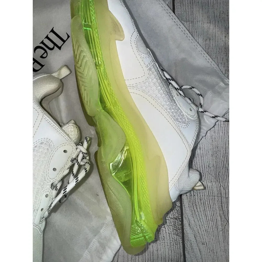Balenciaga Triple S Womens Sneakers Size 40 EU / 10 US Neon Green Clear Sole - Picture 6 of 14